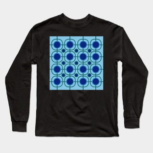 retro blue abstract mid century design Long Sleeve T-Shirt